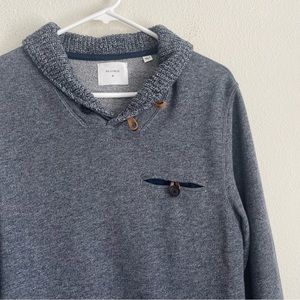 Billy Reid Knit Collar Heather Half Button Pullover Sweater